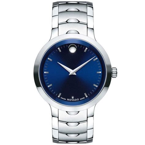 men s movado luno blue dial stainless steel watch 0607042 reeds jewelers