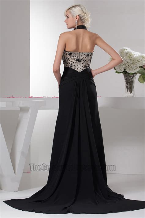 sexy halter black beaded evening dress prom gowns thecelebritydresses