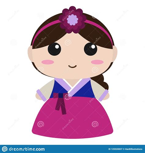 cute girl in korean hanbok stock vector illustration of element 125520837