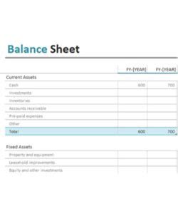 balance sheet template    printable
