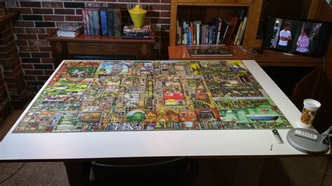 finished    piece puzzle bizarre town jigsawpuzzles