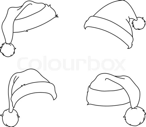 outlined santa hats coloring page stock vector colourbox