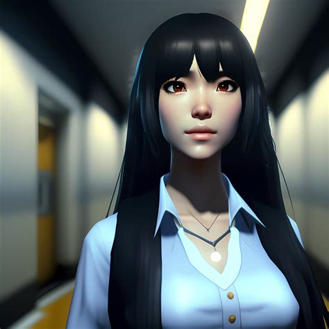 Lexica 3d Low Poly Render Of Anime Girl With Long Black Hair