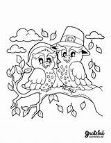 Thanksgiving Pilgrim Owls sketch template