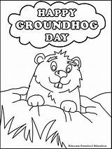 Groundhog Coloring Pages Printable Happy Ground Hog Preschool Kids Activities Preschoolers Color Sheets Crafts Holiday Kindergarten Sheet February Template Leap sketch template
