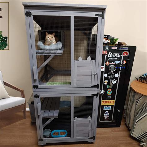 buy aivituvin outdoor cat house cat cages enclosures  wheelsindoor