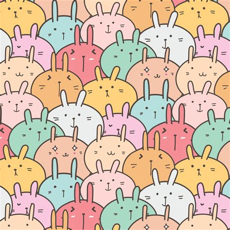 cute bunny vector pattern background funny doodle handmade vector