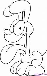 Draw Garfield Odie Cartoon Coloring Pages Dog Drawing Characters Step Easy Line Drawings Clipart Outline Tutorial Choose Board Library sketch template