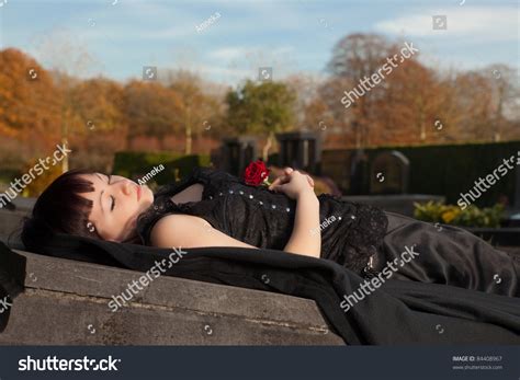 beautiful dead woman lying gothic dress stock photo  shutterstock