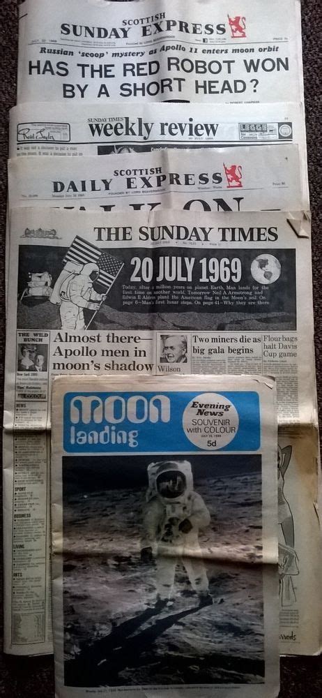collection   vintage newspapers moon landing    item