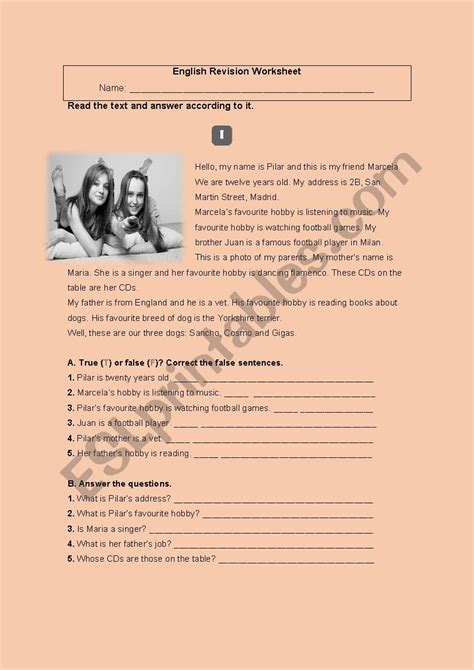 revision worksheet esl worksheet  profcristina