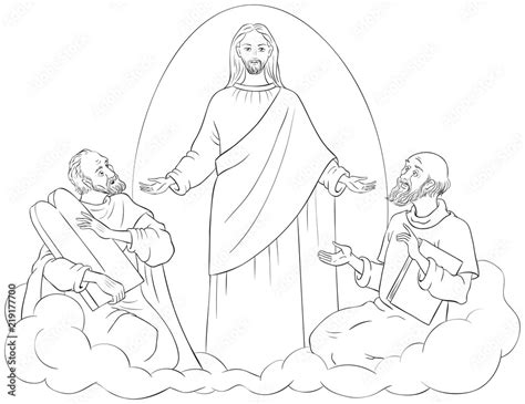 transfiguration  jesus christ  elijah  moses coloring