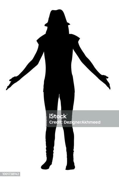 teen girl spreads her hands silhouette stock illustration download