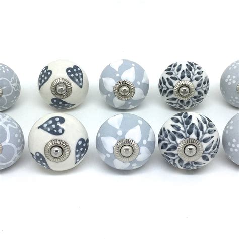 set   grey white ceramic door knobs    fp amazon