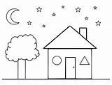 House Shape Coloring Outline Printable Clip Printablee sketch template