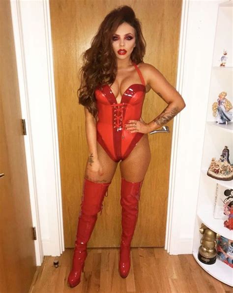 little mix s jesy nelson oozes sex appeal in red hot latex bodysuit and