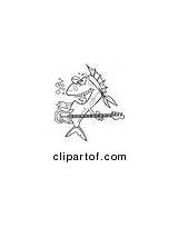 Outlined Fish Guitarist Toonaday sketch template