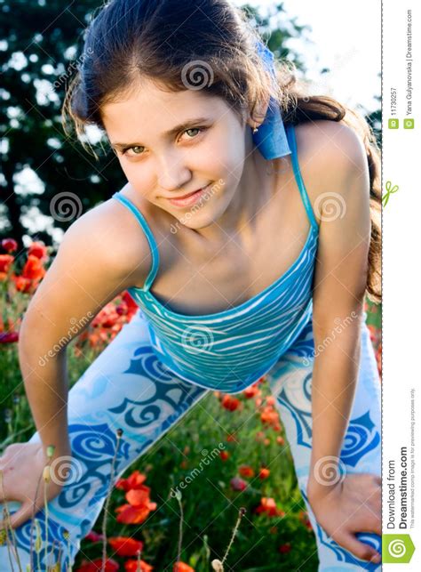 portrait teen girl with poppy stock image image of fresh