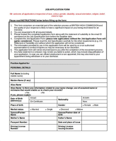 Free 13 Sample Employee Application Forms In Pdf Excel Ms Word Hot