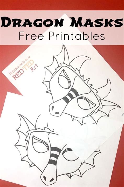 dragon mask coloring page red ted art kids crafts dragon mask