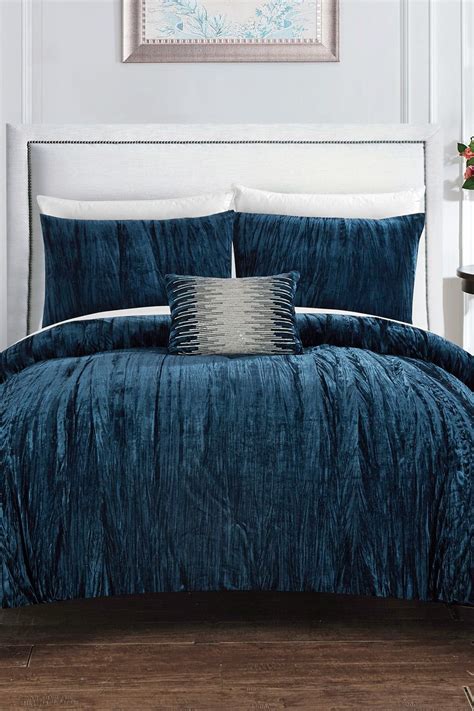 chic home bedding king merieta rich textured crinkle velvet design comforter  piece set