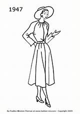 Fashion 1947 Dress Silhouettes 1940 1940s 1950 Dresses 1950s Drawings Colouring Costume Template Silhouette Coloring Pages Line Era History Sketch sketch template