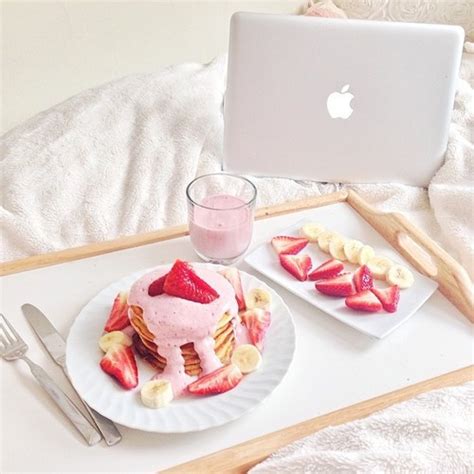 apple bed bedroom food laptop lifestyle milkshake
