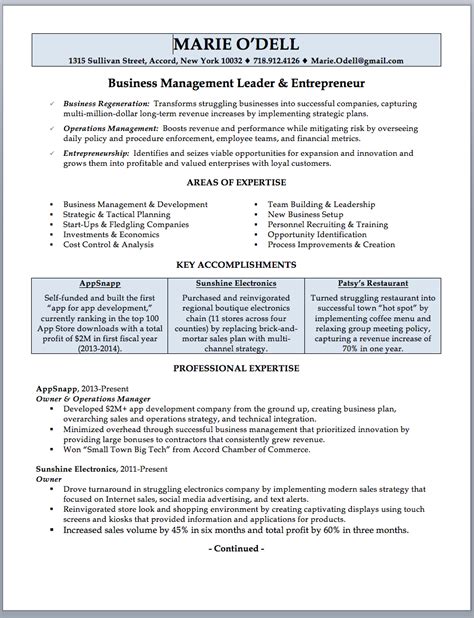 business owner resume sample writing guide rwd