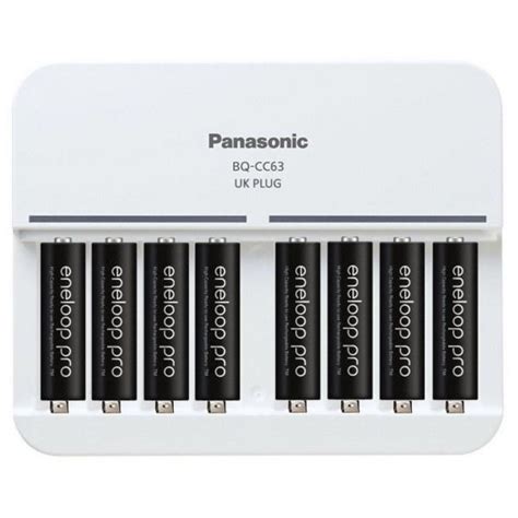 Panasonic Uk Bq Cc63 Charger With 8 X Eneloop Pro Aa Batteries