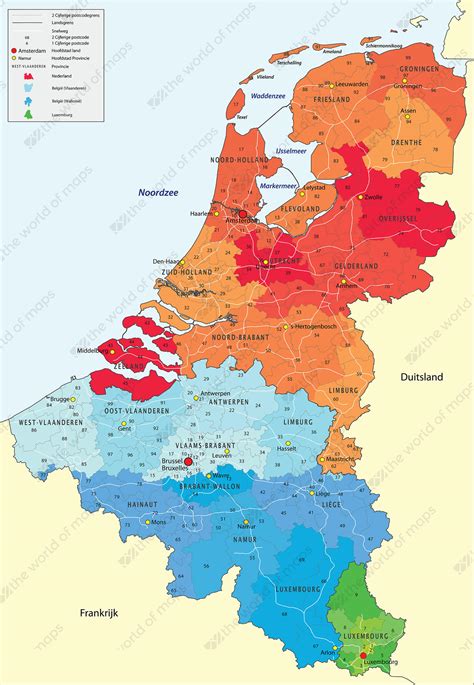 Digital Zip Code Map Benelux 2 Digit 761 The World Of