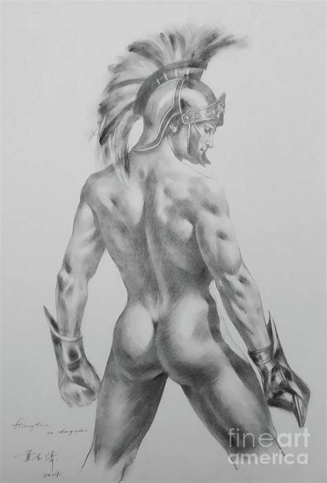 Original Drawing Sketch Charcoal Chalk Male Nude Gay