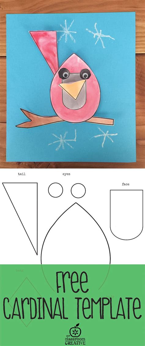 cardinal craft  template activity bird crafts preschool
