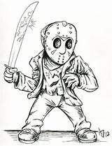 Jason Coloring Pages Voorhees Myers Michael Horror Printable Friday 13th Drawing Cartoon Drawings Deviantart Halloween Mask Freddy Vs Print Scary sketch template