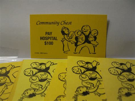 Board Game Piece Monopoly Random Pay Hospital 100 Comm Chest Card