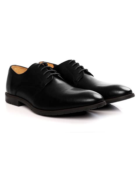 black plain derby leather shoes leather shoes  men rapawalk