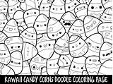 Coloring Doodle Candy Cute Kawaii Printable Corns Kids Adults sketch template