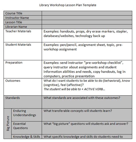 lesson plan templates word excel formats