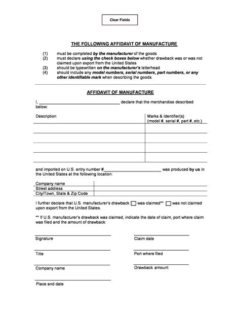 affidavit template  printable form templates  letter