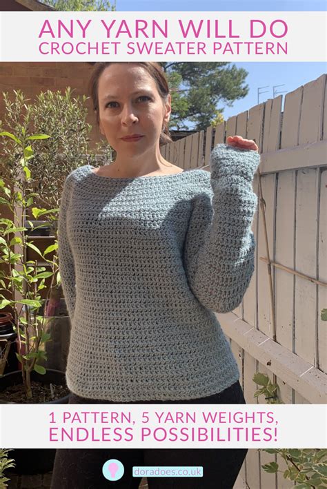 Any Yarn Will Do Top Down Crochet Sweater Pattern Dora Does