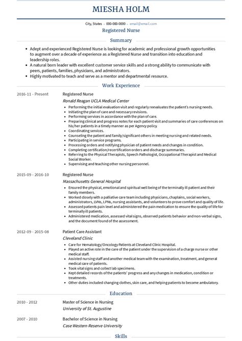 grad rn  experience resume examples  samples