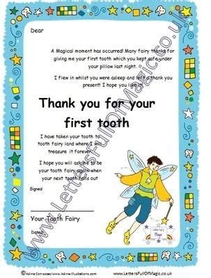 boy tooth fairy full letter  tooth  wwwlettersfullofmagic