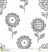 Bloemenpatroon Kinderachtige Naadloos Getrokken Krabbel Vectorhand Kinderlijk sketch template