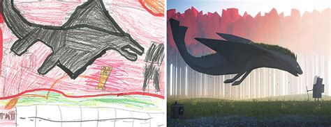 artists recreate kid monster art    style  encourage kids