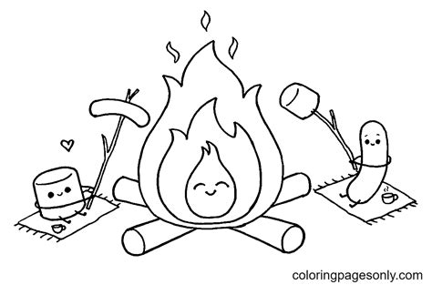 camp fire coloring page  printable coloring pages