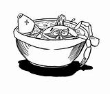 Soup Seafood Coloring Clipart Bowl Fish Cliparts Food Pages Colouring Kids Library sketch template