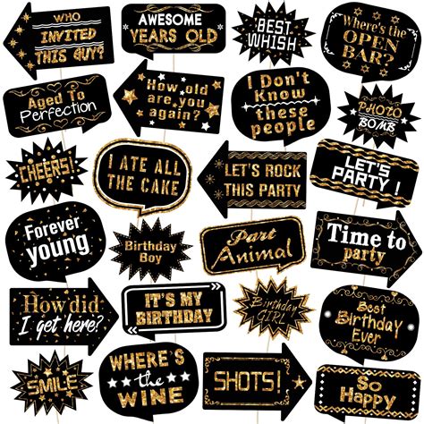buy  pieces photo props birthday photo booth props  stick gold  black photo party
