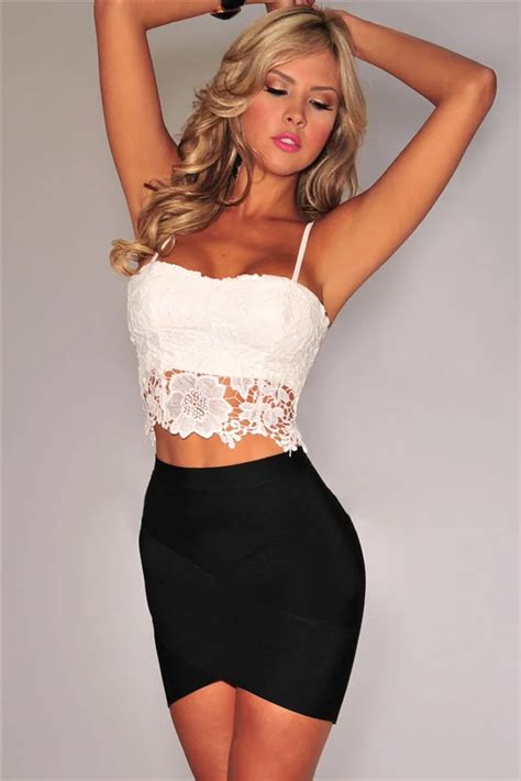 cropped tops  women sexy women white crocheted lace crop top