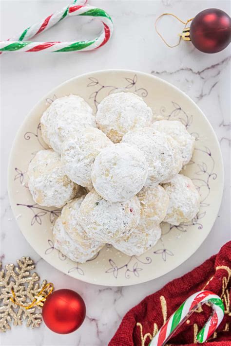 Peppermint Candy Cane Snowball Cookies