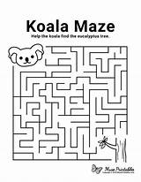 Koala Maze Mazes Worksheets Museprintables sketch template