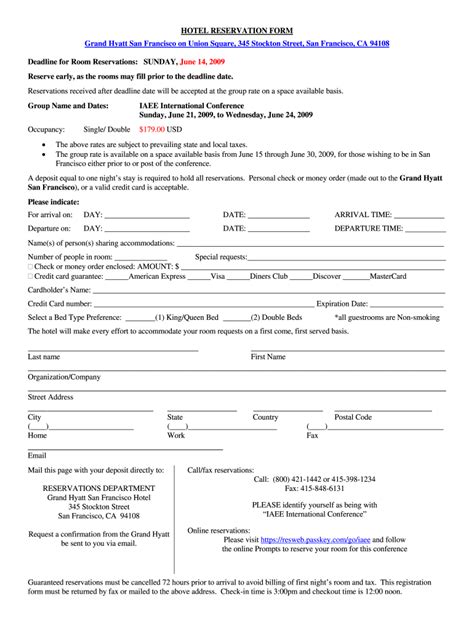 hotel reservation form sample fill  printable fillable blank pdffiller